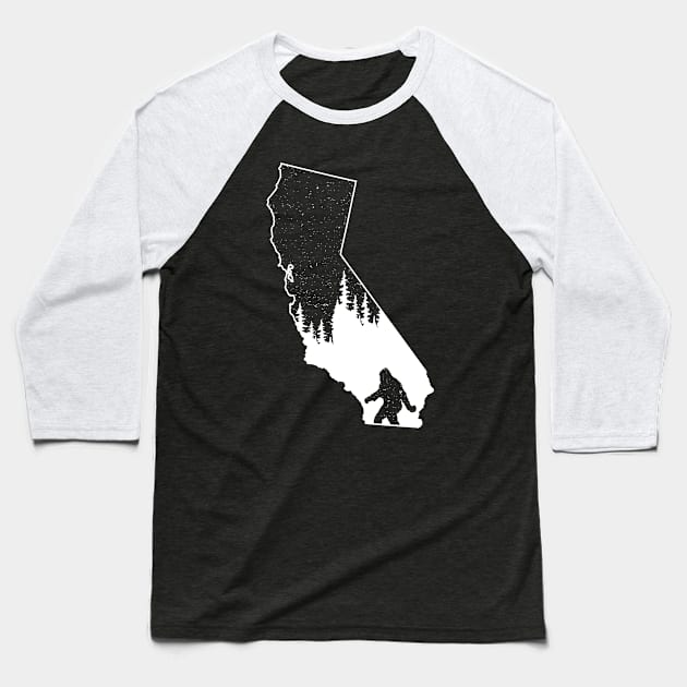 California Bigfoot State Gift Baseball T-Shirt by Tesszero